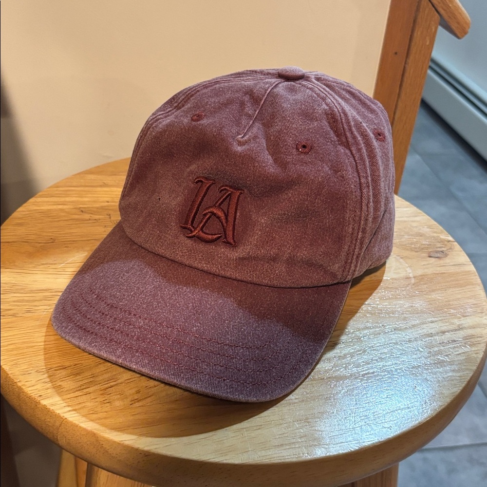 YoungLa Acid Washed Dad Hat Burgundy Distressed